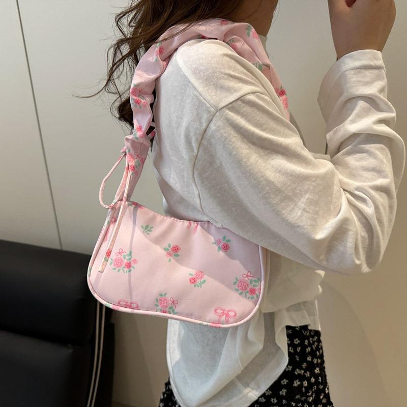Beautiful and fresh, popular in summer, lightweight design, niche portable pleated handbag, floral shoulder underarm bag for women