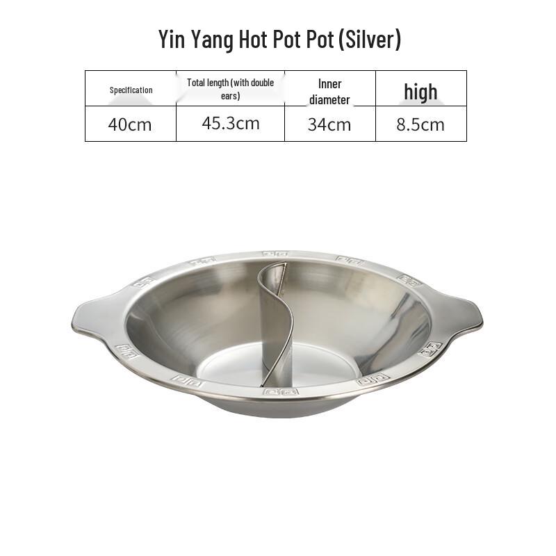 Naijiang Golden 304 Stainless Steel Divided Hot Pot