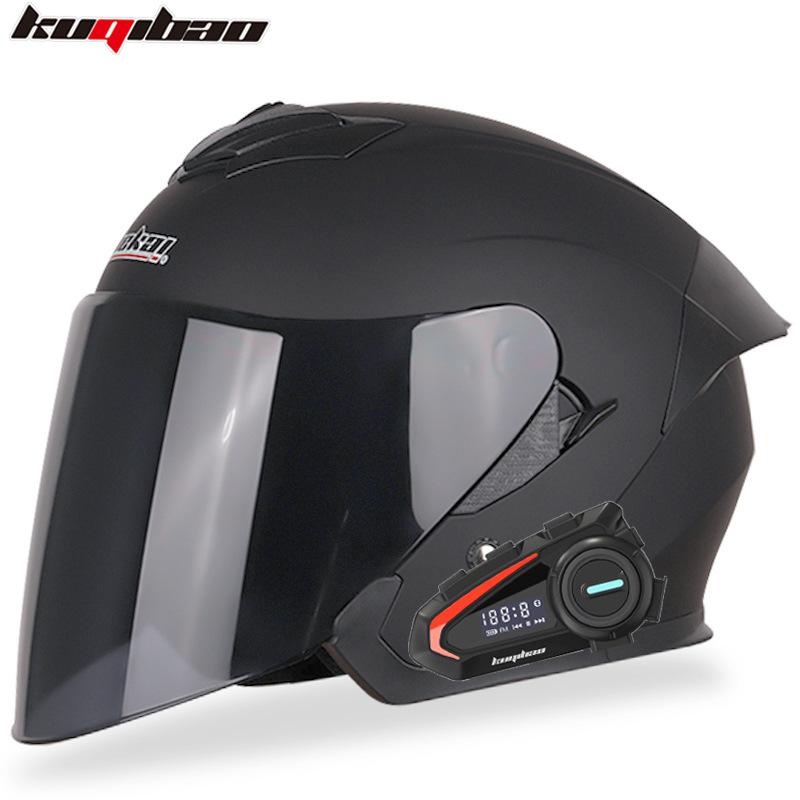 Kuqibao Dual Lens Motorcycle Bluetooth Helmet Motorcycle Helmet Half Helmet Long Range Four Seasons Universal Half Cap