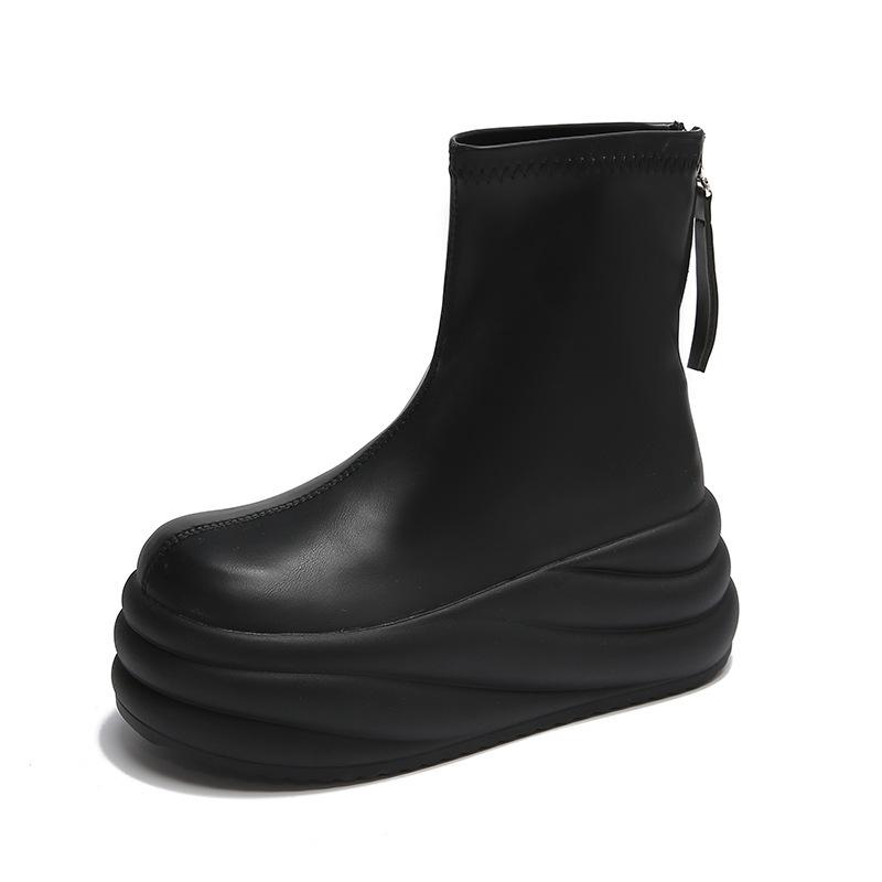 Height-increasing Platform Boots Women's New Small Ankle Boots Feeling Small Short Boots High-heeled Short Boots