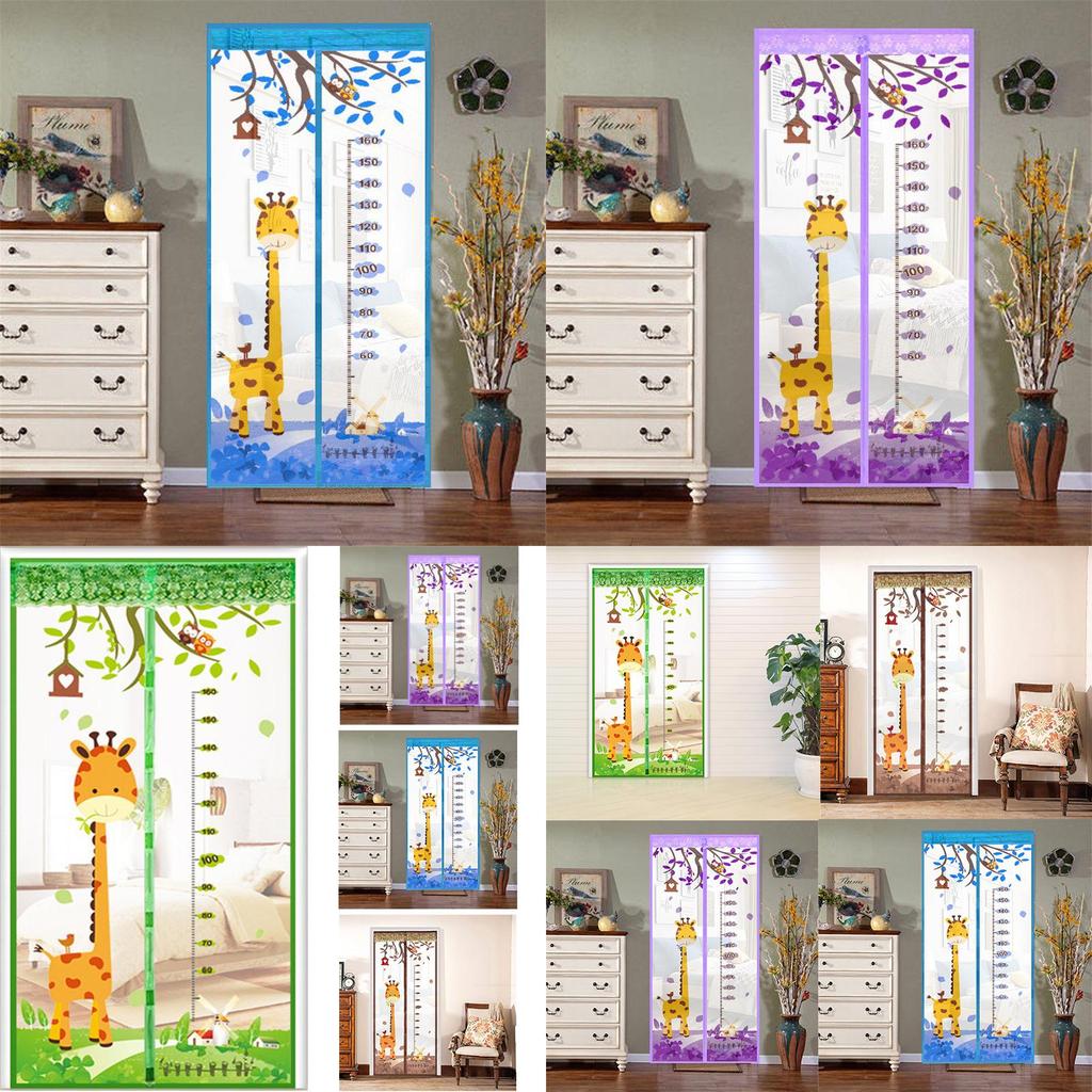 Curtain Mosquito Anti Net Magnetic Door Cartoon Pattern Automatically Shut Mesh