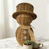 Christmas Snowman Faux Rattan Table Centerpieces Winter Rustic Snowman Figurines with Hat for Indoor Outdoor Bedroom Living Room