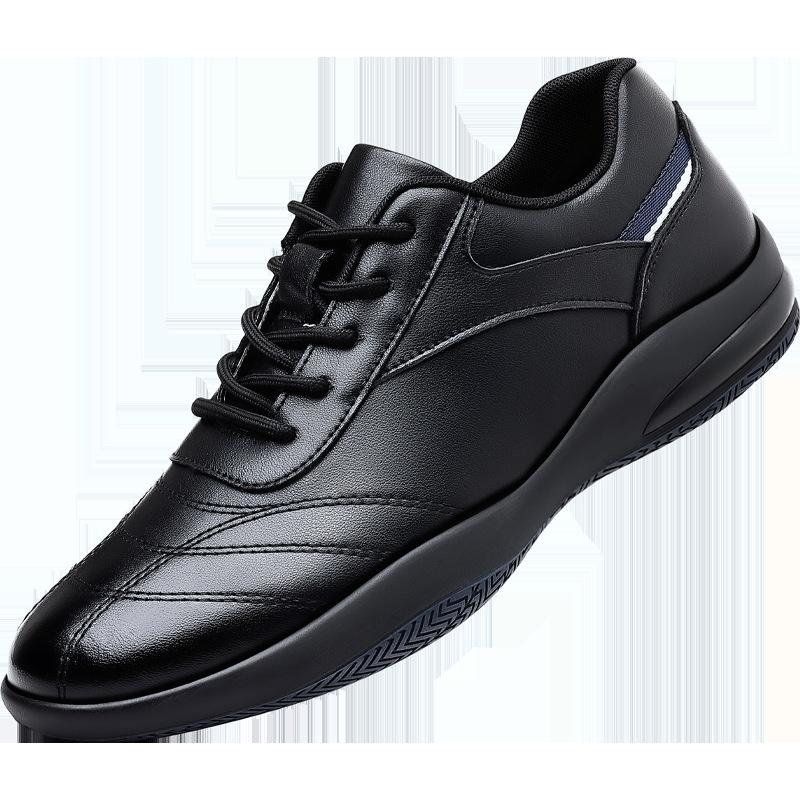 2025 spring and autumn new men's sports style casual leather shoes men's breathable and versatile simple white shoes trendy lace-up single shoes