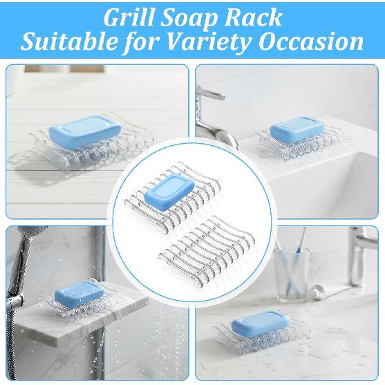 Soap Holder for Shower, Plastic Clear Bar Dish Shower Self Draining Bath Soap Tray Saver Bar Holder for Bathroom Kitchen, Easy to Clean Keeps Soaps