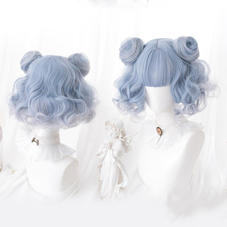 Halloween Long Curly Hair Lolita Wig Women's Synthetic Hair Heat-Resistant Fiber Red Blond Black Blue Pink Wig Cosplay LUPU