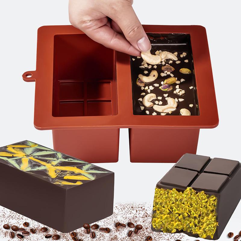 Chocolate Bar Mold Silicone Thick Chocolate Bar Mold Durable Rectangle Pistachio dubai Chocolate Bar Break Apart Candy Molds