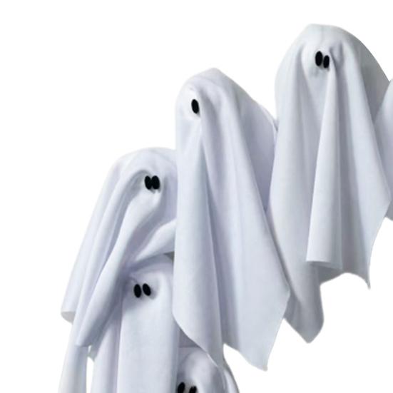 Halloweenský věnec s duchem 12 malých bílých látkových duchů girlanda na vchodové dveře zeď vnitřní venkovní závěsná dekorace