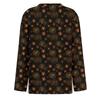 Women's Fashion Hem Slit Casual Halloween Printed Round Neck Long Sleeve Top