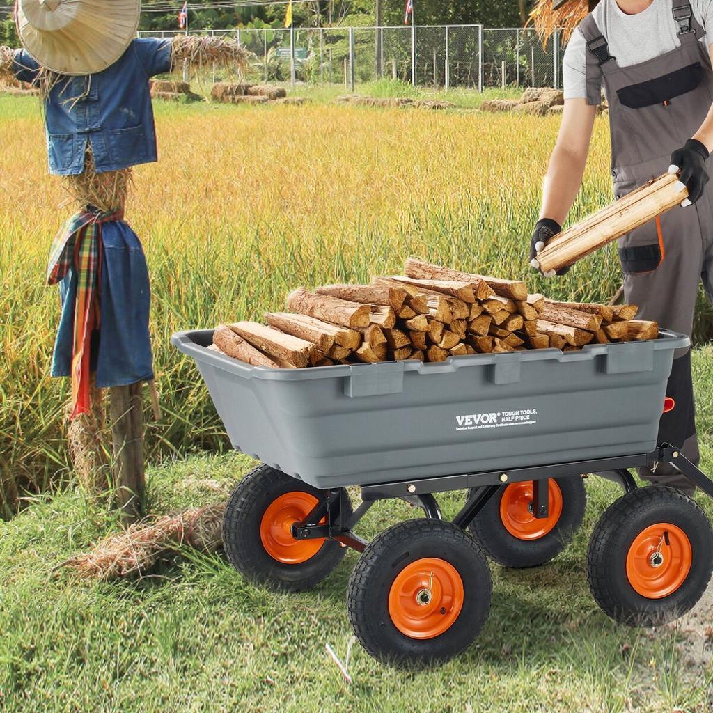 Poly Garden Dump Cart Heavy-duty Yard Carts and Wagons 6.48 cu.ft 1200 lbs