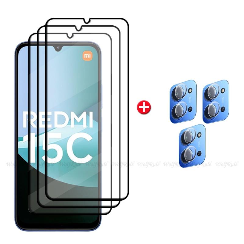 6-in-1 For Xiaomi Redmi 15C Glass For Redmi 15C Tempered Glass 9H HD Protective Full Cover Screen Protector Redmi 15C Lens Glass