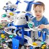 Kids Airplane Toy Racing Tracks Toy for Kids 3 4 5 6 7 Boys - Toy Airplane Small with 8 Car Toy, Garage Parking Lot, Car Carpet for Kids Playmat,
