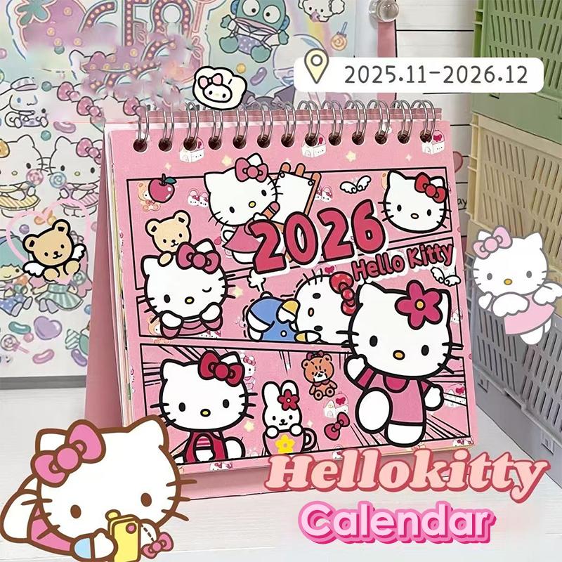 Hello Kitty 2026 Desk Calendar Cartoon Sanrio Plan Message Desktop Ornaments Weekly Plan Book Stationery Office Supplies