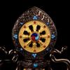 Golden Buddhist Double Deer Golden Wheel, Tantric Alloy Handicraft, Auspicious Tibetan Tribute Buddhism Gift, Indoor Decorative