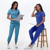 Women's Quick-Dry Short Sleeve Stretch Scrub Suit for Nurses and Beauty Salon
