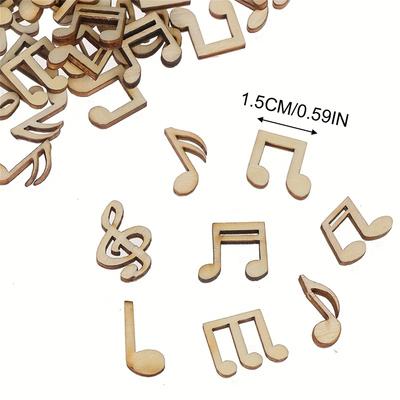 100PCS Music Note Wood DIY Crafts Sturdy Fashion Vintage Musical Note Ornaments for Christmas Party Home Decorations