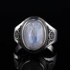 Round Silver Ring 10x14MM Natural Moonstone Ring Vintage Party Ring Fine Gift Accessories Wholesale