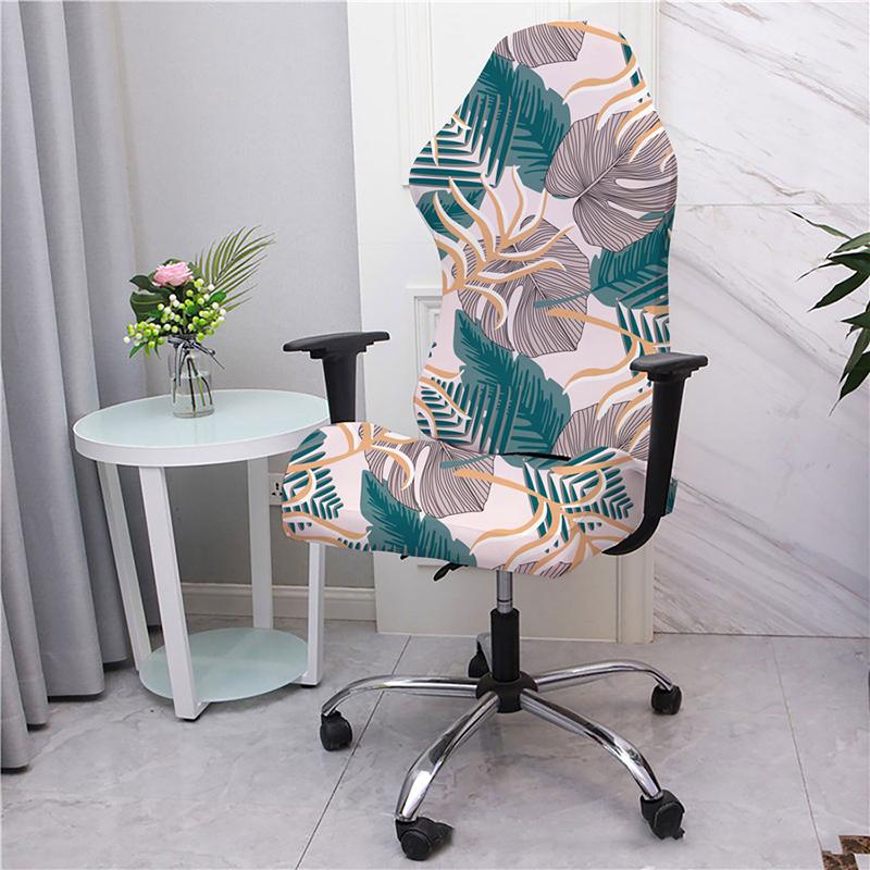 Elastic Printed Armchair Cover Universal Computer Game Chair Seat Cover Home Office Backrest Armrest Swivel Chair Slippers