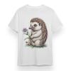 Women's Plus Size T-shirt With Cute Little Hedgehog Graphic White Cotton Tee USA