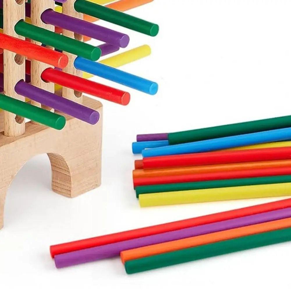Dice Montessori Ball Dropping Game 42/16 Colourful Sticks Wooden Stick Tower Toy Set Boys