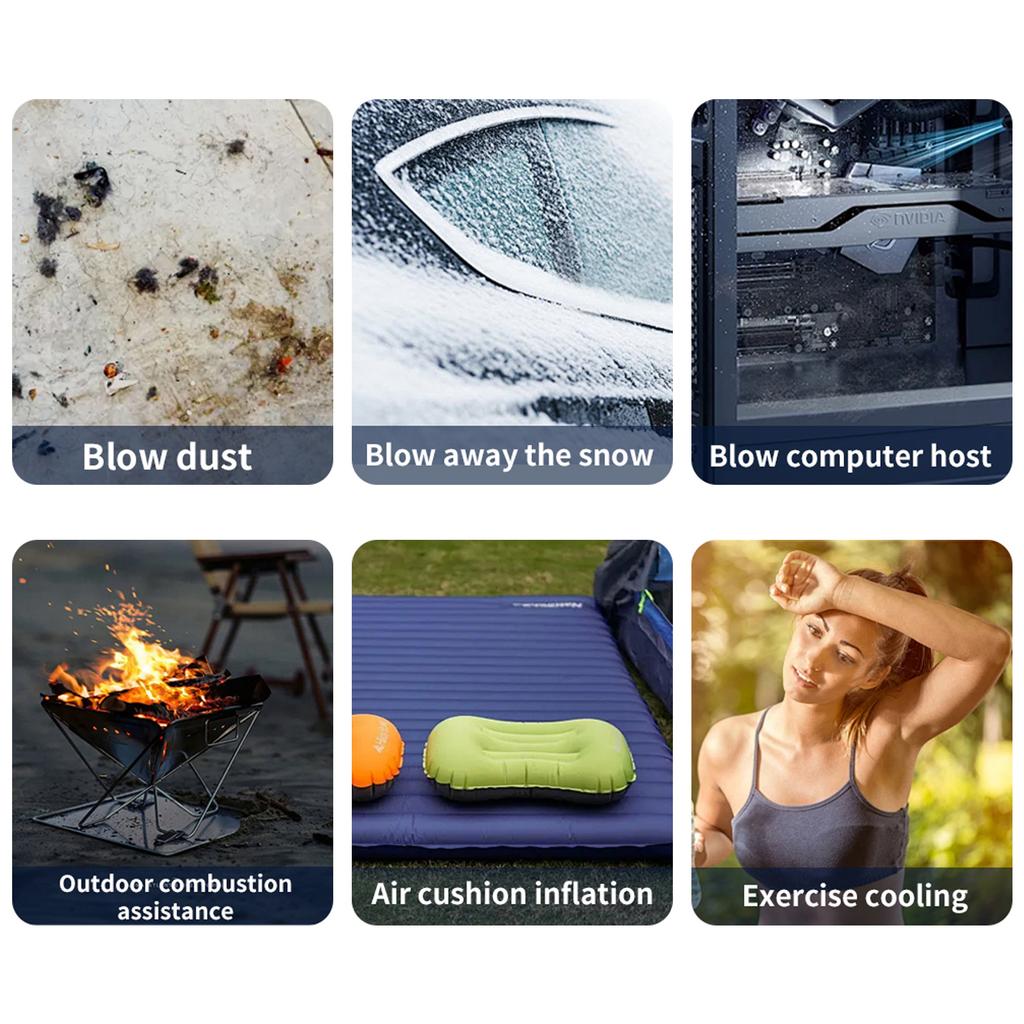 Compressed Air Duster, 3 Gear Adjustable 130000RPM Electric Turbo Blower Fan with LED Light,