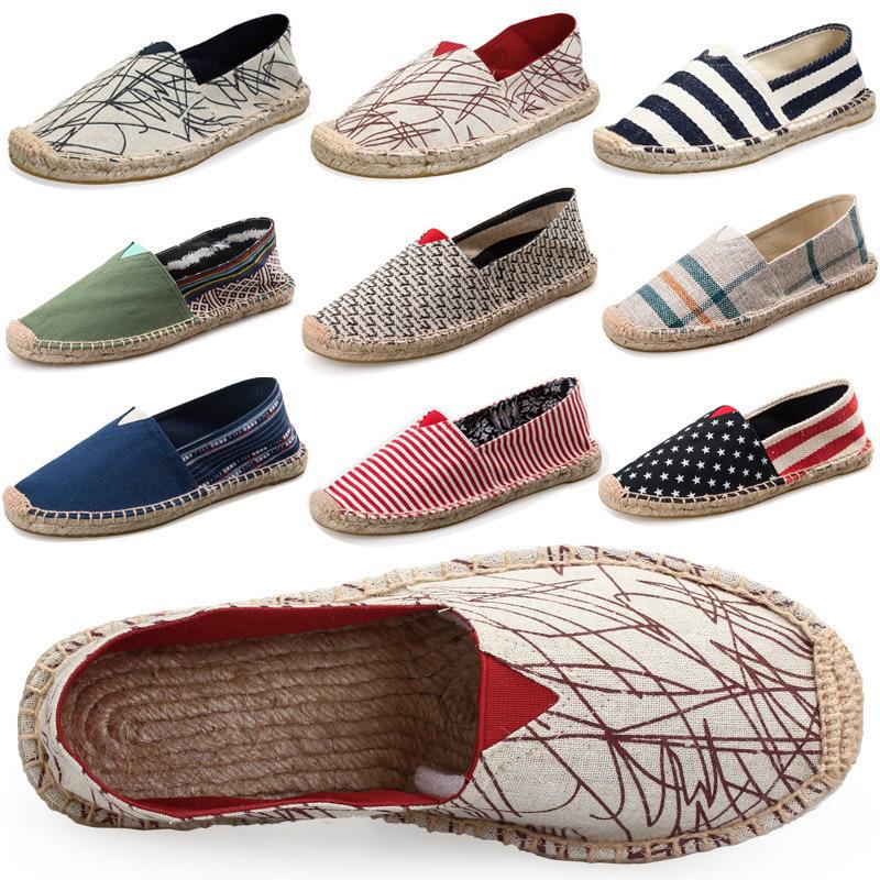 Plus Size Summer Slip-On Espadrilles: Casual Canvas Shoes with Linen Sole & Solid Color Hemp Rope Design