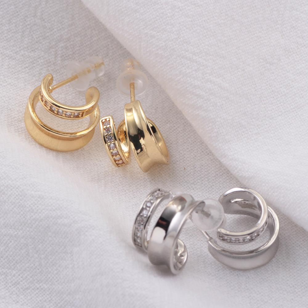 925 Sterling Copper Gold And Copper In Two Colors Hip-hop Trend Double C-Shaped Temperament Suitable For Girls To Wear
