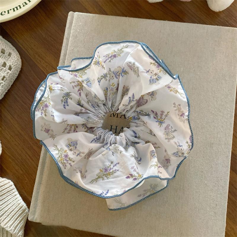 Early spring fresh large intestine hair band simple striped lace headband 2025 new high-end rubber band women's hair tie rope