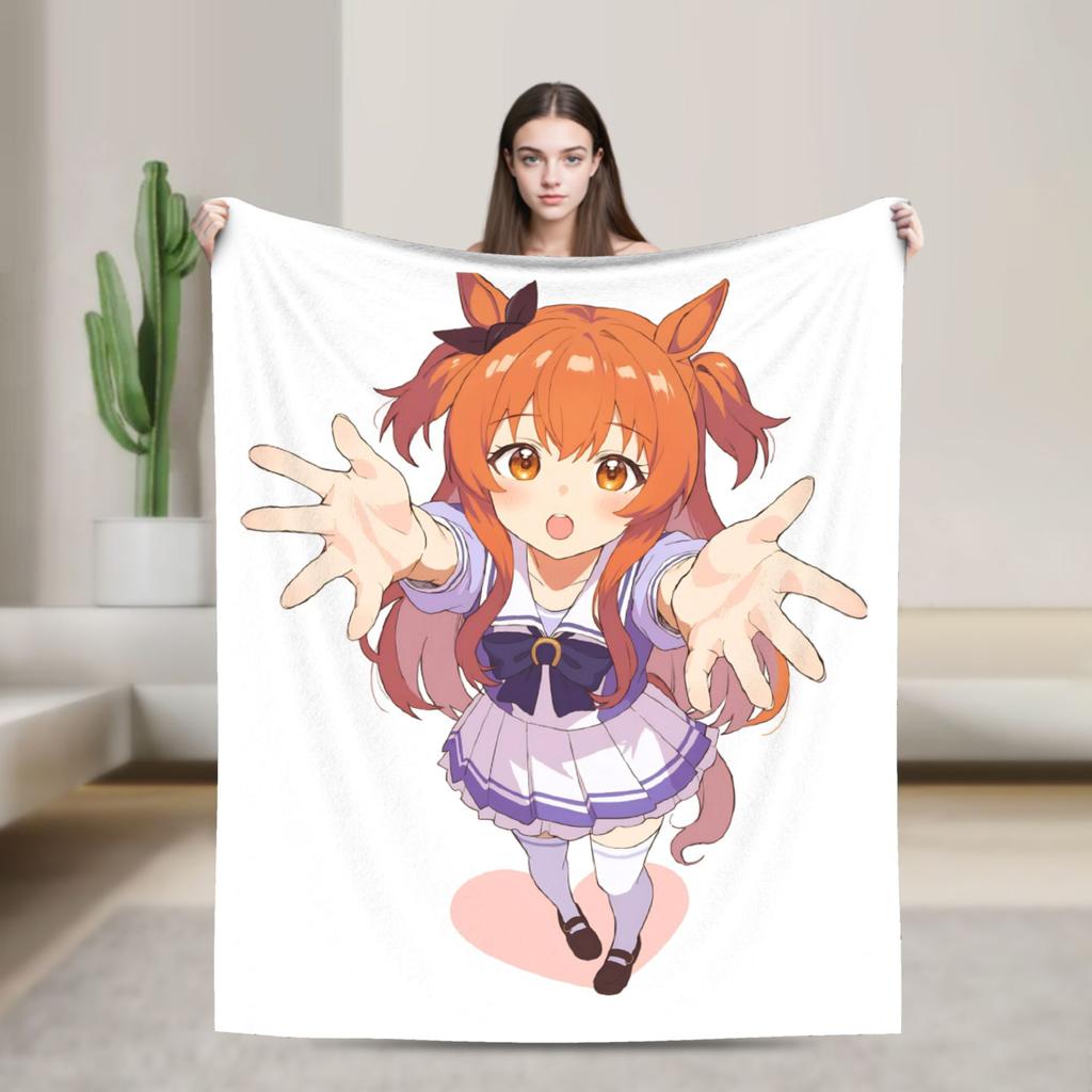 Umamusume Pretty Derby Mayano Top Gun Blanket Flannel Print Multi-function Super Warm Throw Blanket for Sofa Outdoor Rug Piece