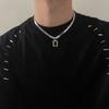 Exclusive Design High-end Gemstone Snake Bone Chain Titanium Steel Hoodie Chain, Men's Necklace, Collar Chain, Women's Sweater Chain