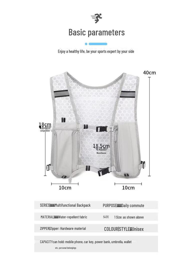 Breathable Multi-Pocket Sports Vest for Outdoor Running and Hiking