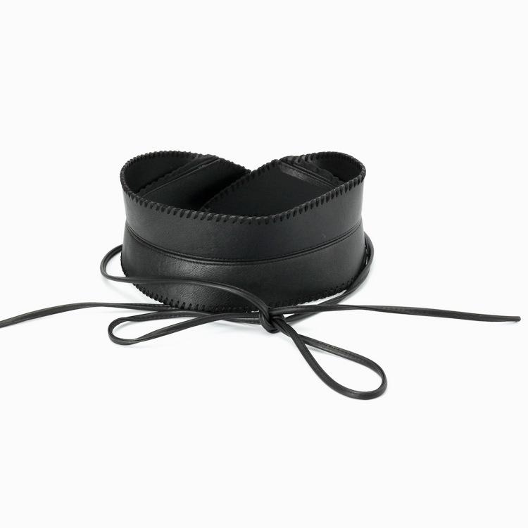 Wide Waist Strap for Women's Decoration Simple and Versatile Dress European and American Fashion Retro Personality Lace-up Wide Belt Trend