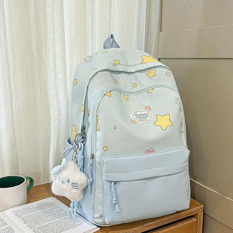 The new Japanese ins high-value, fresh, sweet and cute star backpack for junior high school students, large-capacity backpack for women