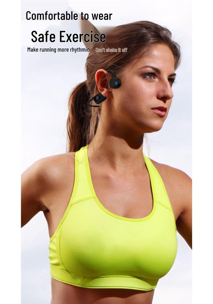 Top-Selling Bone Conduction Sports Bluetooth Earphones with Ear-Hook, Air Conduction, Deep Bass, Digital Display, and MP3 Memory Card Slot