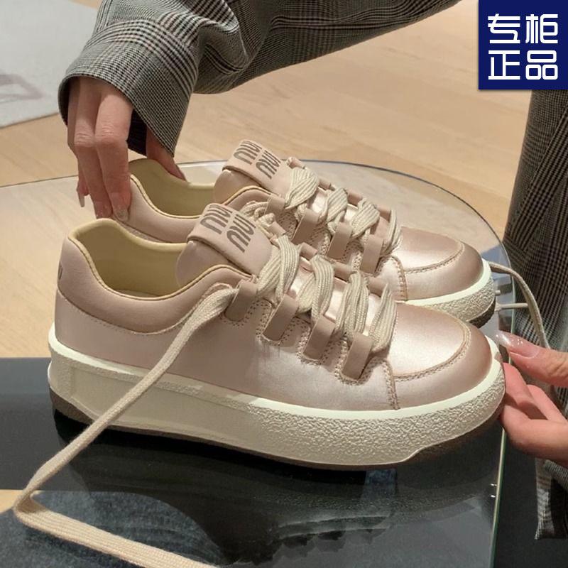 

Круглый носок толстая подошва весна удобные повседневные универсальные на шнуровке модные кеды женская обувь 40 шампанского