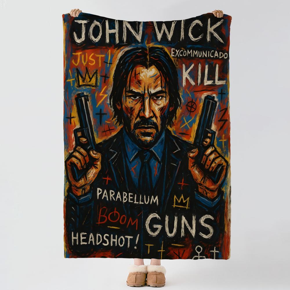 movie J-John Wick-K Throw Thick Comfort Flannel Quilt, Multi-scene Use Indoor Outdoor Daily Nap
