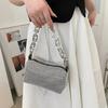 WTEMPO Simple Elegant Casual Rhinestone Silver Black Underarm Bag Women Versatile Party Club Single Shoulder Crossbody Bags Handbags