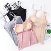 Women's Slimming Camisole with Padded Cups - Gathered, Breathable, and Comfortable