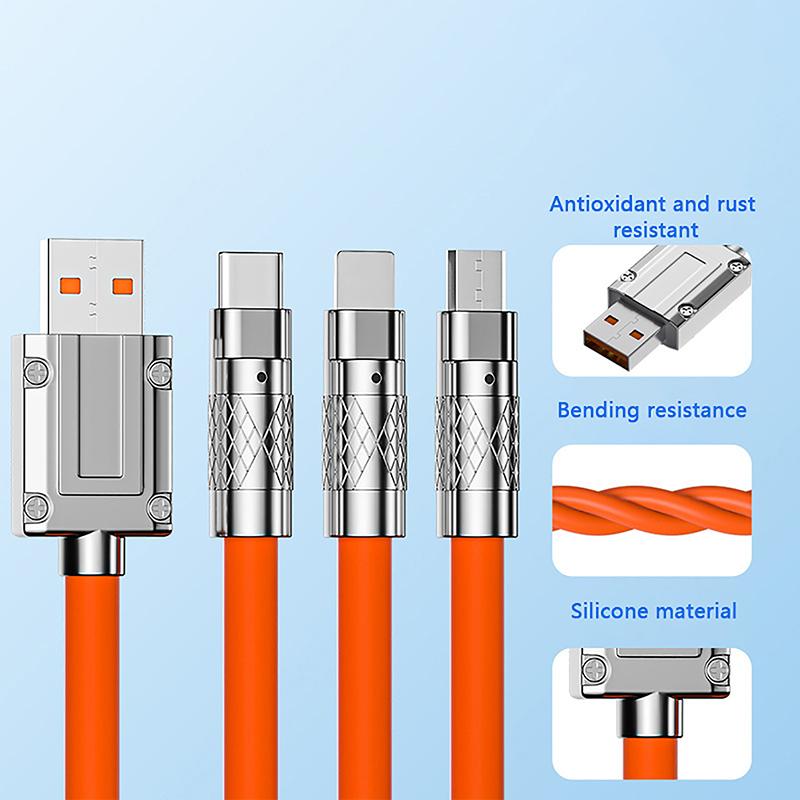 120W Three Colors Super Fast Charging Data Cable Hight Quality 3 In 1Type-C Data Line For Mobile Phone 6A Data Cable