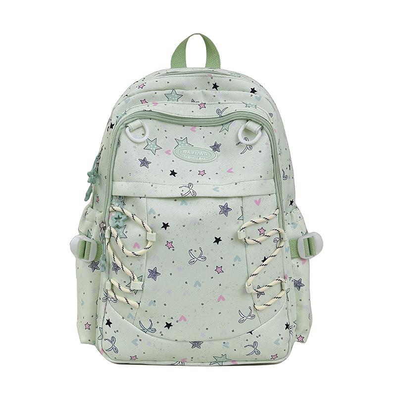 Schoolbag new solid color star large capacity versatile schoolbag new cute women's backpack backpack high value double backpack