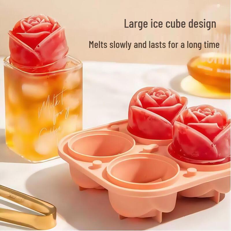 Silicone Rose Ice Cube Tray with Lid