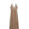 Polyester Wavy Jacquard Pattern V Neck Backless Dress For Summer Party Wear