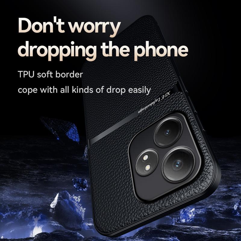 For OPPO Realme GT Neo 6 GT Neo 6se GT 6 Leather Texture Built-in Magnetic TPU Soft Edge Anti-drop Anti-fingerprint Phone Case