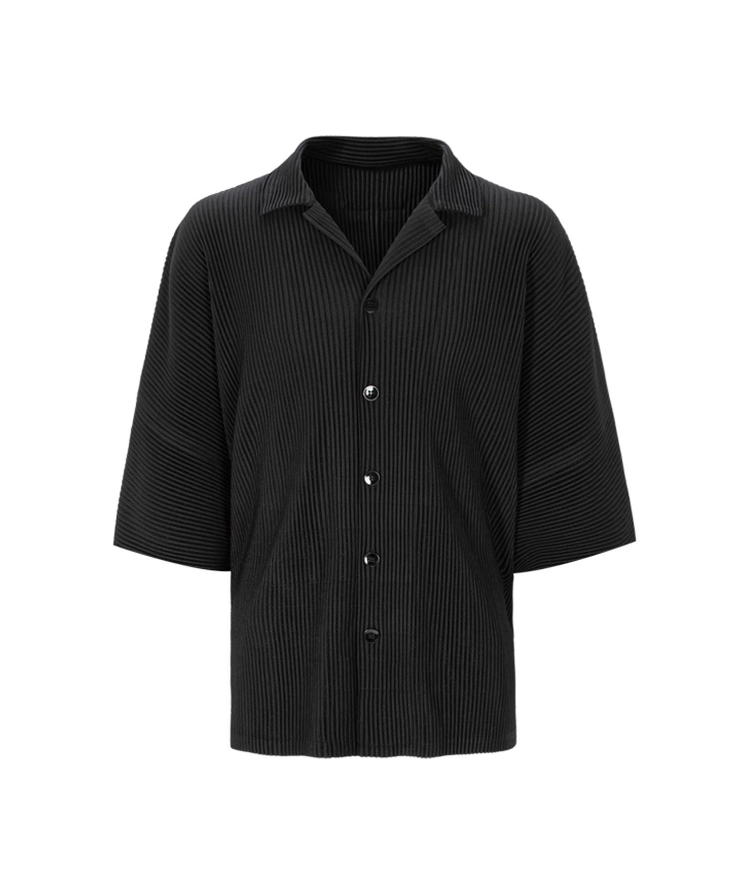 Reve Eld Pleated Line Oversized Short Sleeve Shirt Black/1 Size
