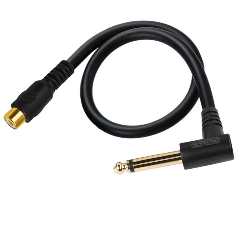 Instrument Cable Double Shielding Strong Right Angle Cable 6.35mm Male to Female Cable for Earphones Cameras