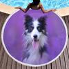 Cute Pet Dog Border Collie Round Beach Towel,Sand Free Beach Blanket Picnic Mat for Bathroom Pool Surf Travel Outdoor Meditation