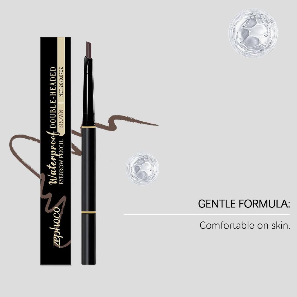 Brown double-ended eyebrow pencil with a natural, three-dimensional look.