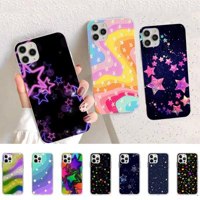 Funda de teléfono con patrón de estrellas degradado de colores para iPhone 11 12 13 Mini Pro Max 8 7 6 6S Plus X 5 SE 2020 XR XS Carcasa