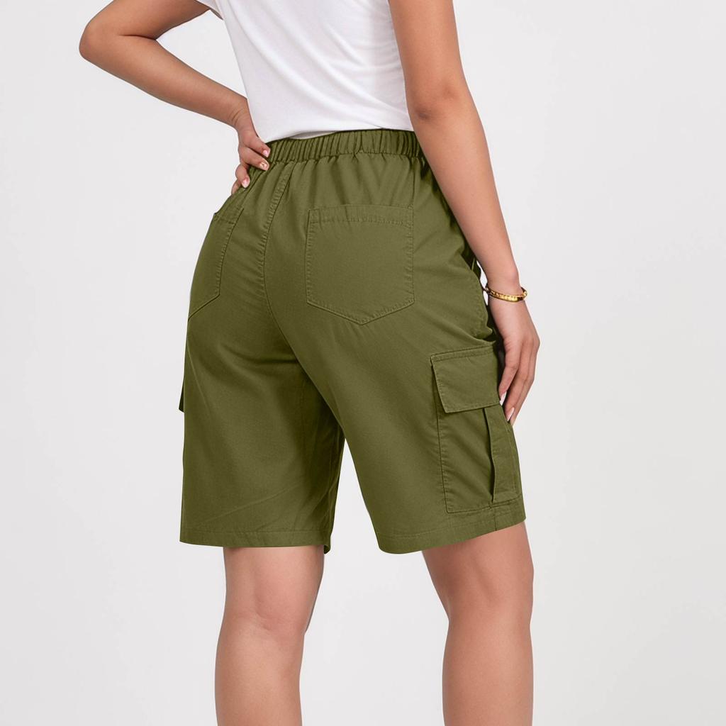 Women’s Loose Fit Outdoor Cargo Shorts with Multiple Pockets Relaxed Mid-Length Utility Shorts for Summer Sports Hiking
