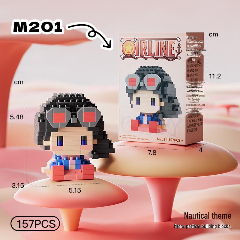 Pirate Anime Character Building Blocks for Kids - Educational Assembly Desktop Ornaments