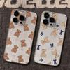 Cute Teddy Bear with Bow Pattern Phone Case for iPhone 17 16 15 14 13 12 11 16E Series Pro Max Plus Double Layer Protection